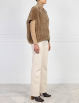 Shearling Cocoon Vest in Tan