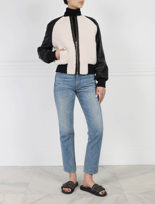 Shearling and Leather Bomber Jacket
