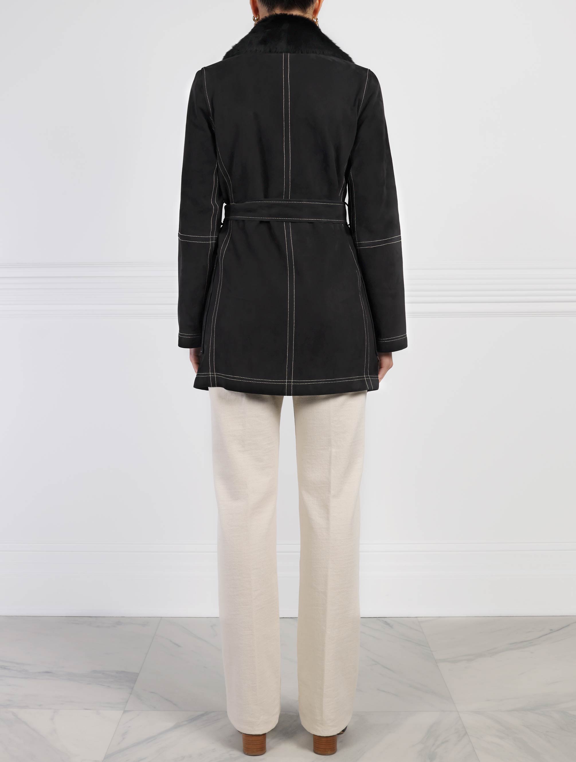 Belted Suede Coat 