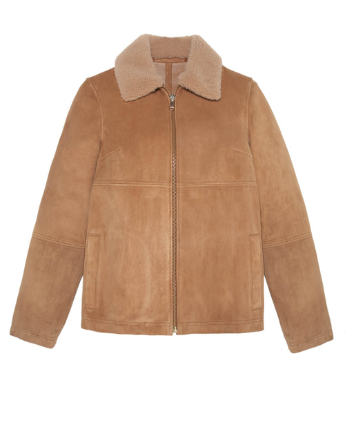 Suede Jacket with Shearling Collar 