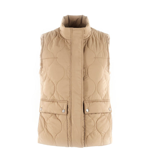 Tan fur lined quilted vest
