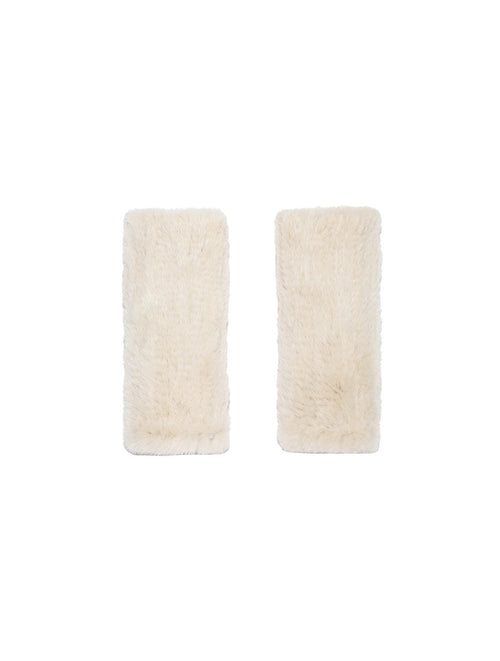 Short Mink Fingerless Fur Gloves in White