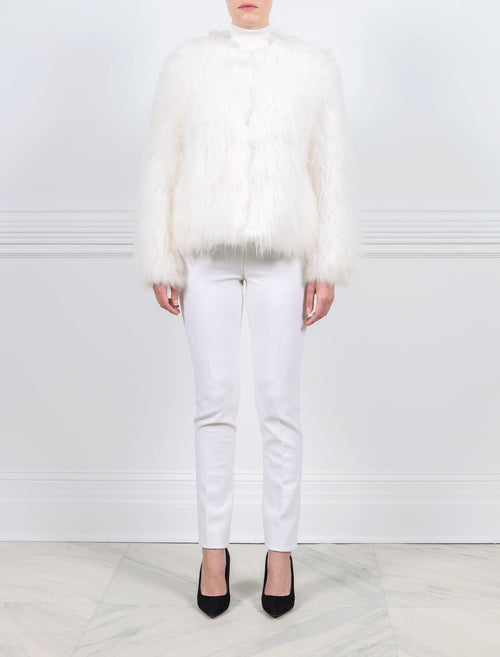 Shearling Crew Neck Jacket in White – POLOGEORGIS