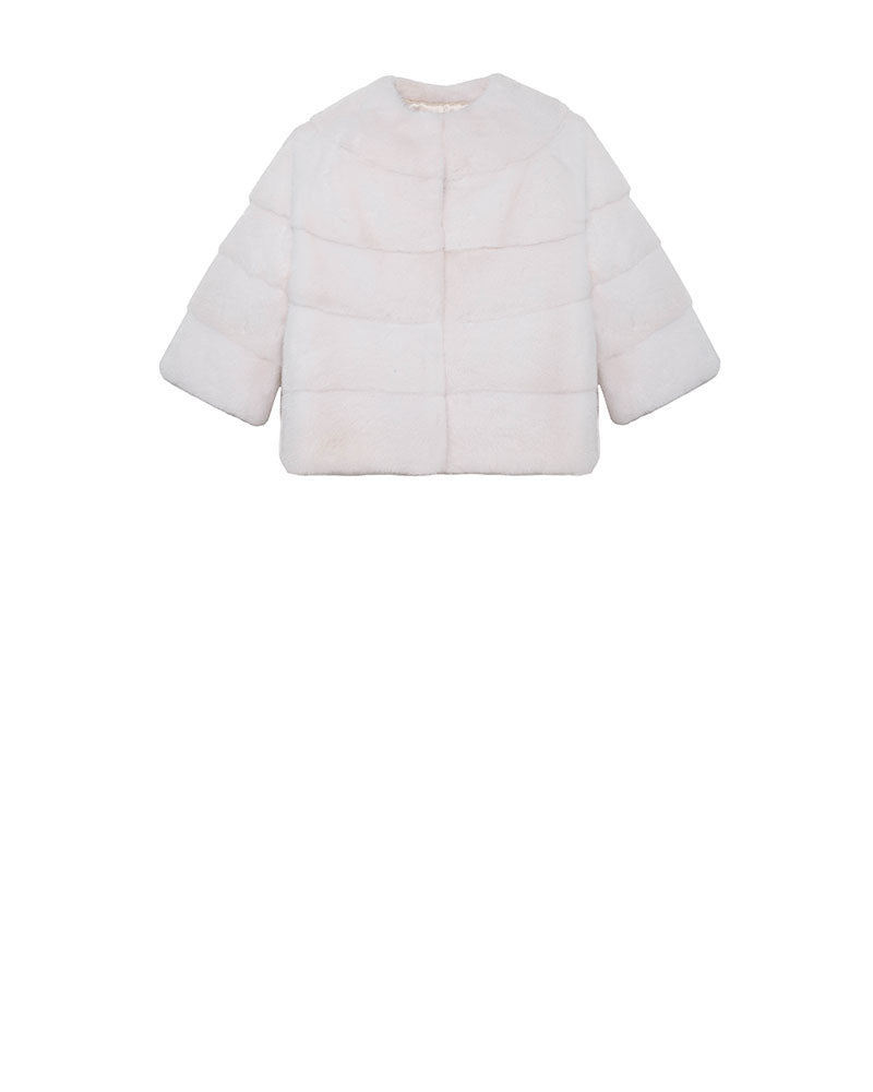 WHITE MINK CROPPED JACKET