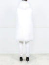 Hooded Shearling Long Vest in White