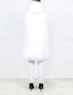 Hooded Shearling Long Vest in White