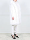 Hooded Shearling Long Vest in White