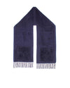 Navy Wool Scarf with Shearling Pockets