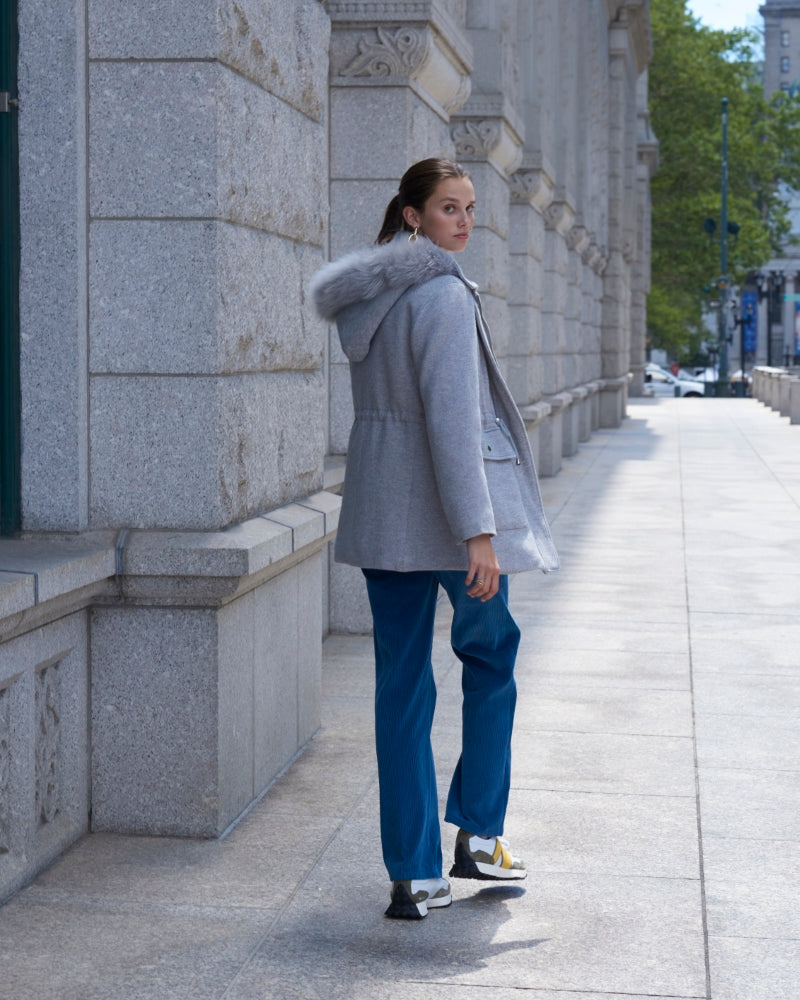 The Sammie Wool Puffer Coat with Detachable Cashmere Shearling Trimmed Hood