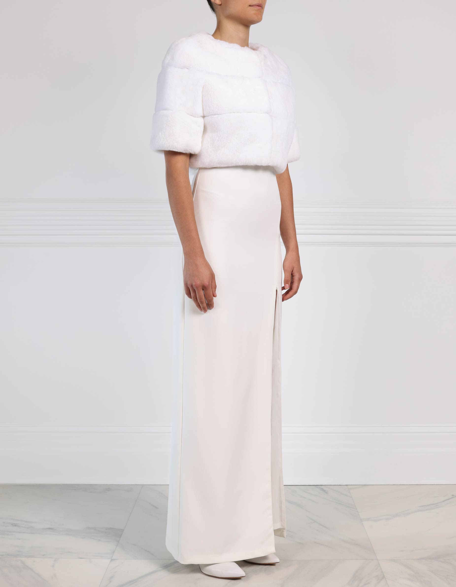 White Fur Shrug in Rex Rabbit