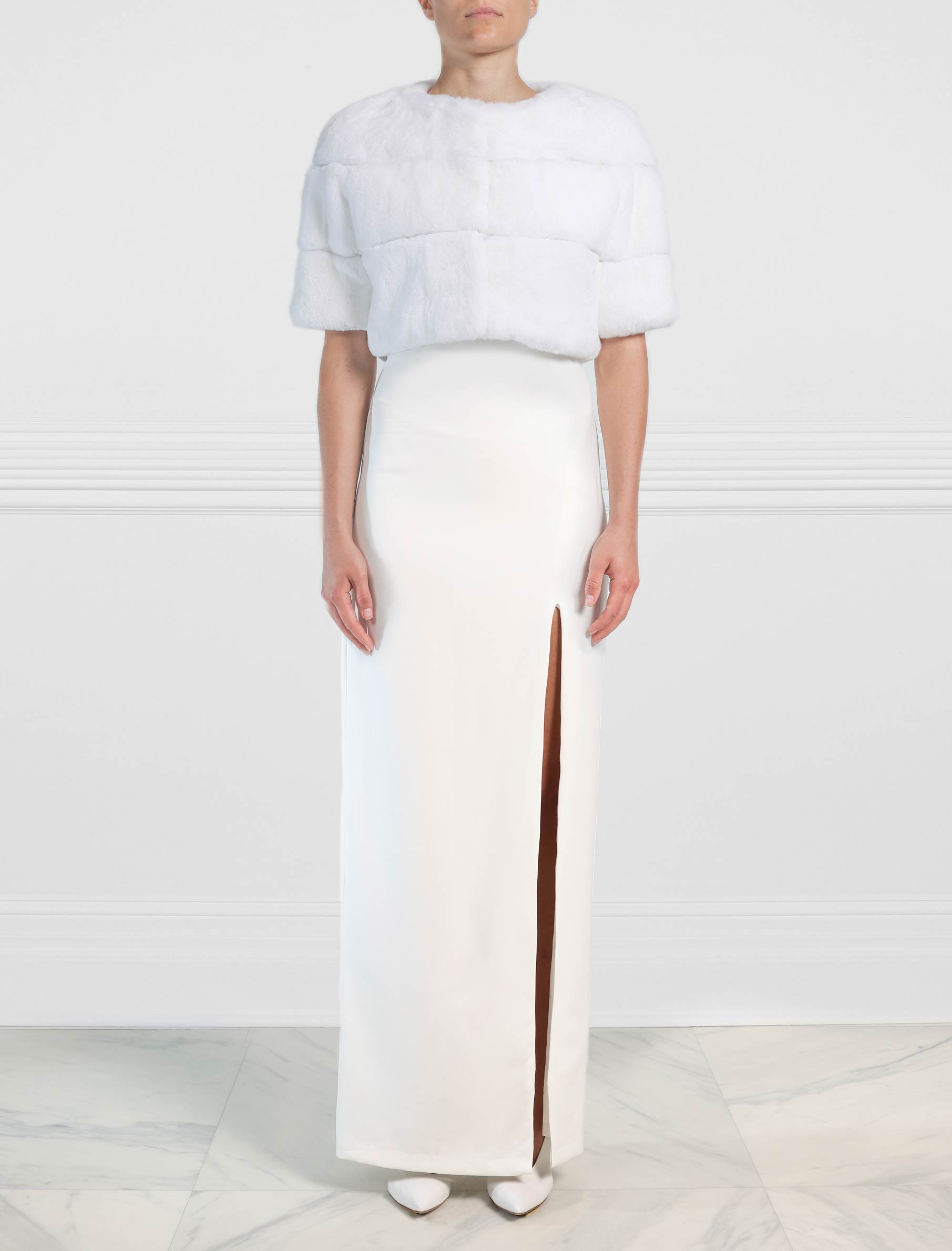 White Fur Shrug in Rex Rabbit