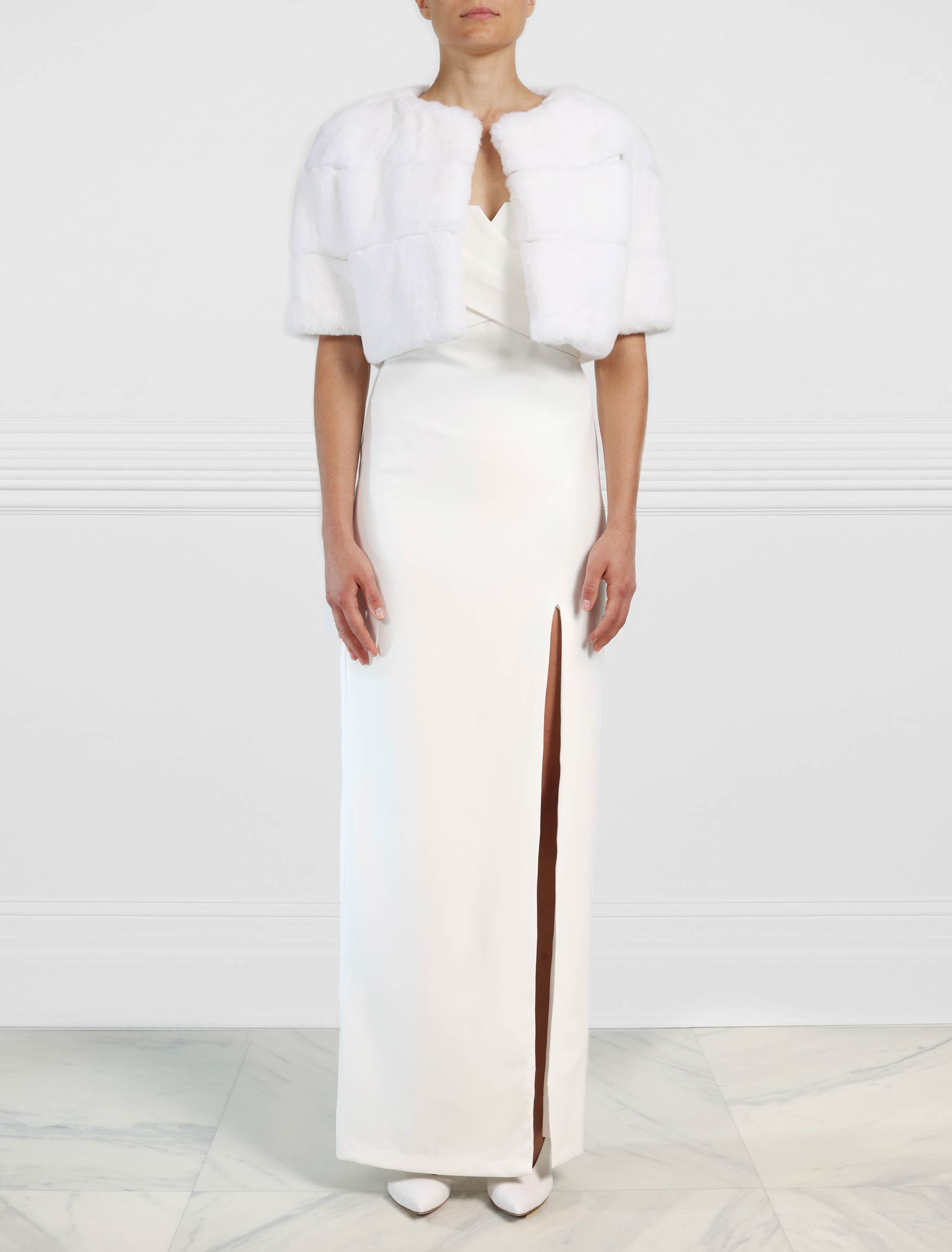 White Fur Shrug in Rex Rabbit