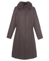 Wool Coat with Detachable Shearling Collar in Brown