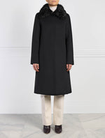 Wool Coat with Detachable Shearling Collar