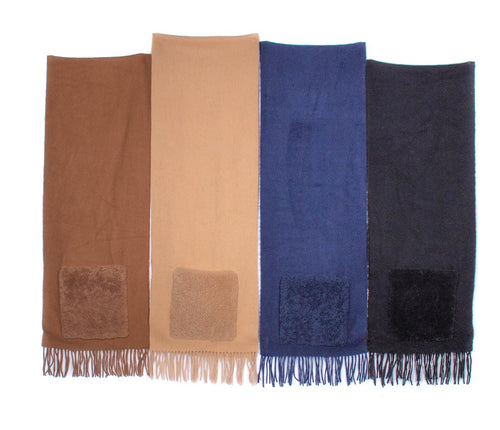 Wool Scarf with Shearling Pockets in Multiple Colors