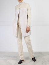 Wool and Cashmere Blend Coat with Mink Fur in White