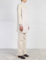 Wool and Cashmere Blend Coat with Mink Fur in White