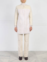Wool and Cashmere Blend Coat with Mink Fur in White