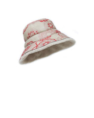 Fantastic Flowers Printed Reversible Shearling Bucket Hat Designed by Zandra Rhodes