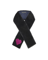NAVY MINK FUR SCARF WITH PINK HEART