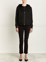 Black Rabbit Fur Lined Hoodie in Navy