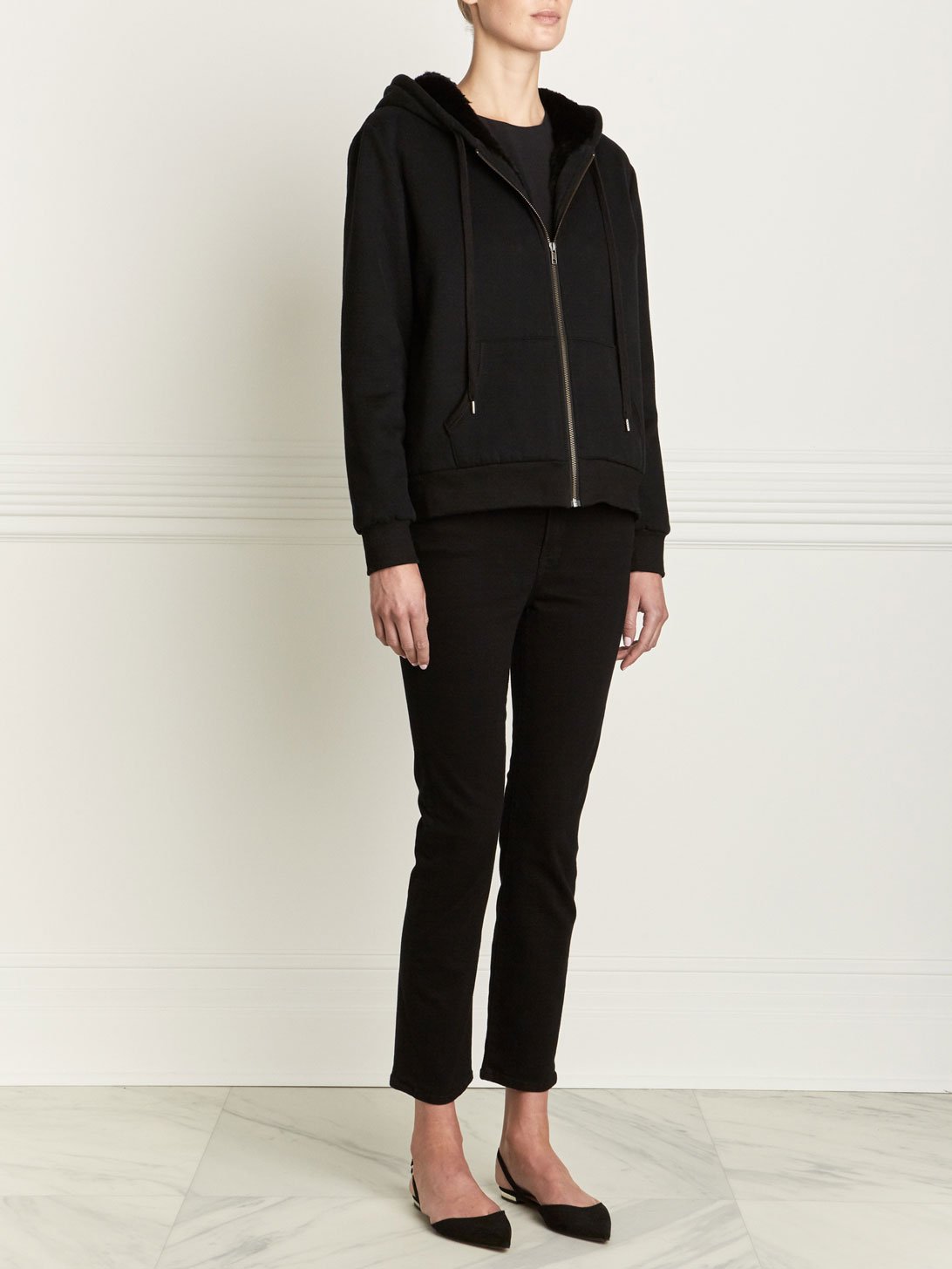 Black Fur Lined Hoodie
